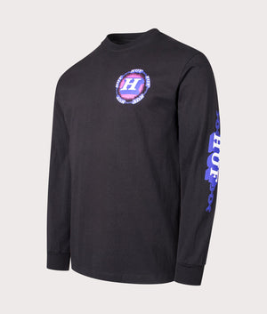 Dependable Long Sleeve T-Shirt in Black by Huf. EQVVS Side Angle Shot.