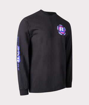 Dependable Long Sleeve T-Shirt in Black by Huf. EQVVS Side Angle Shot.