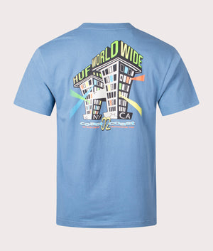 Club House T-Shirt in Slate Blue by Huf. EQVVS Back Angle Shot.