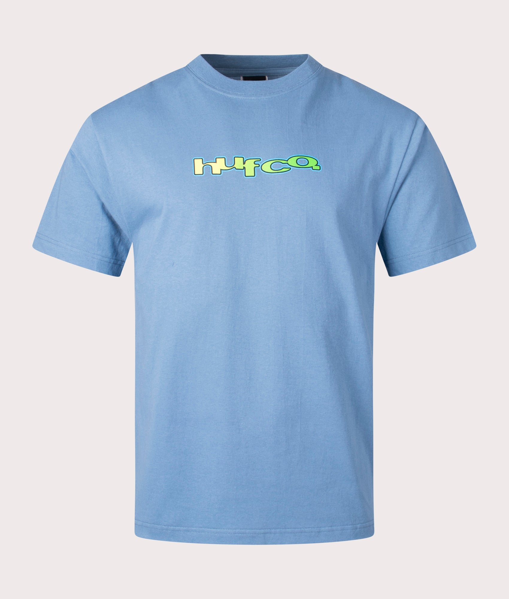 Club House T-Shirt in Slate Blue by Huf. EQVVS Front Angle Shot.