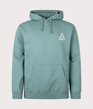 Set Triple Triangle Hoodie in Sage by Huf. EQVVS Front Angle Shot.