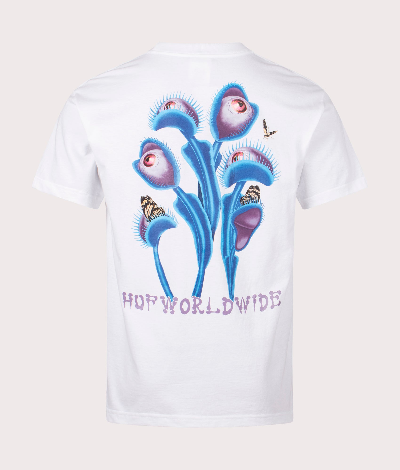 Fly Trap T-Shirt in White by HUF. EQVVS Back Angle Shot.