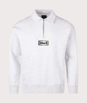 Huf Slate Quarter Zip Sweatshirt in Heather grey at EQVVS Menswear front shot 