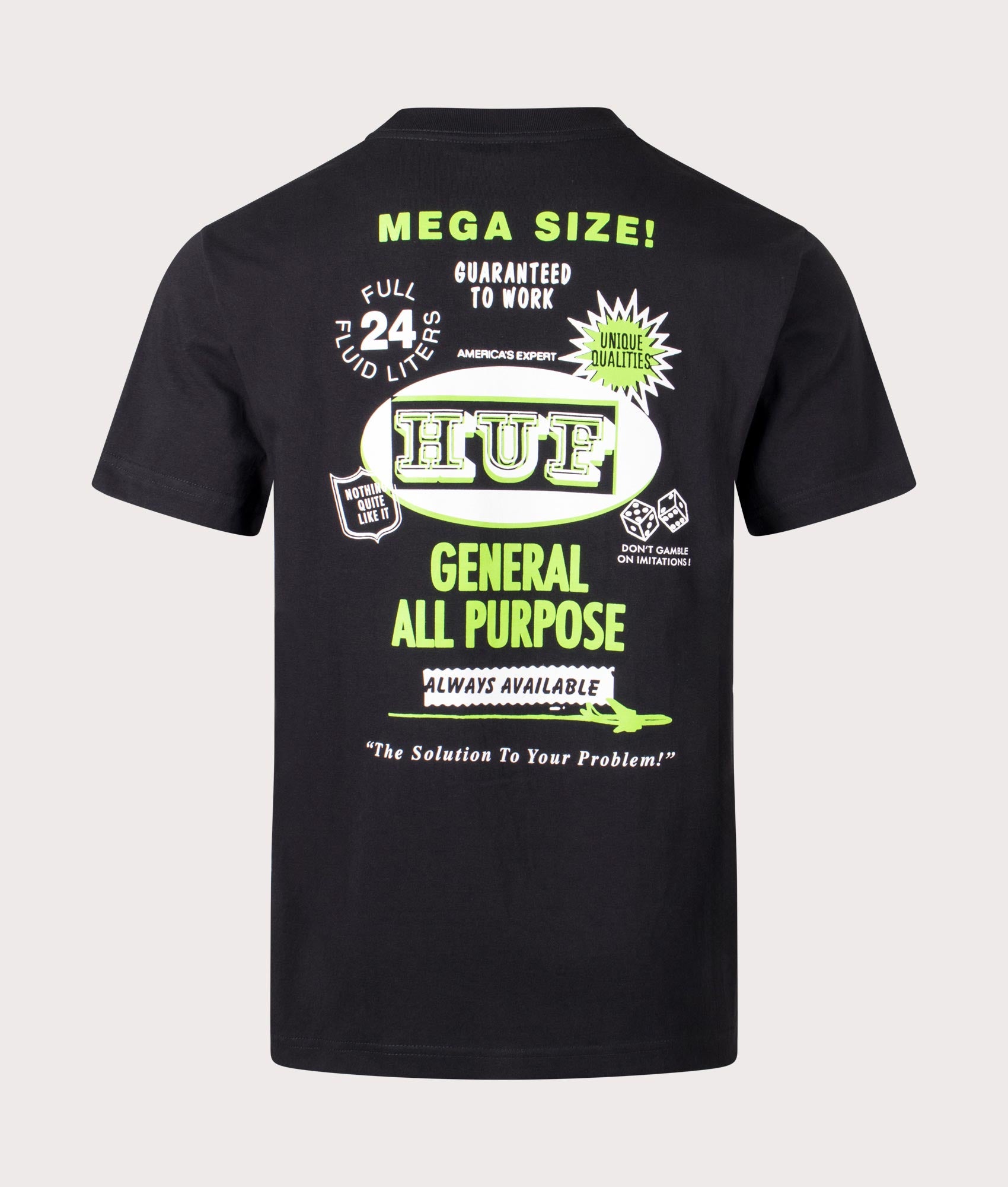 HUF All Purpose T-Shirt in Black with Back Print at EQVVS Back Shot