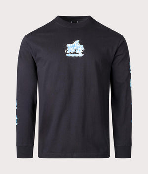 Huf Productions Long Sleeve T-Shirt in Black at EQVVS Menswear front shot