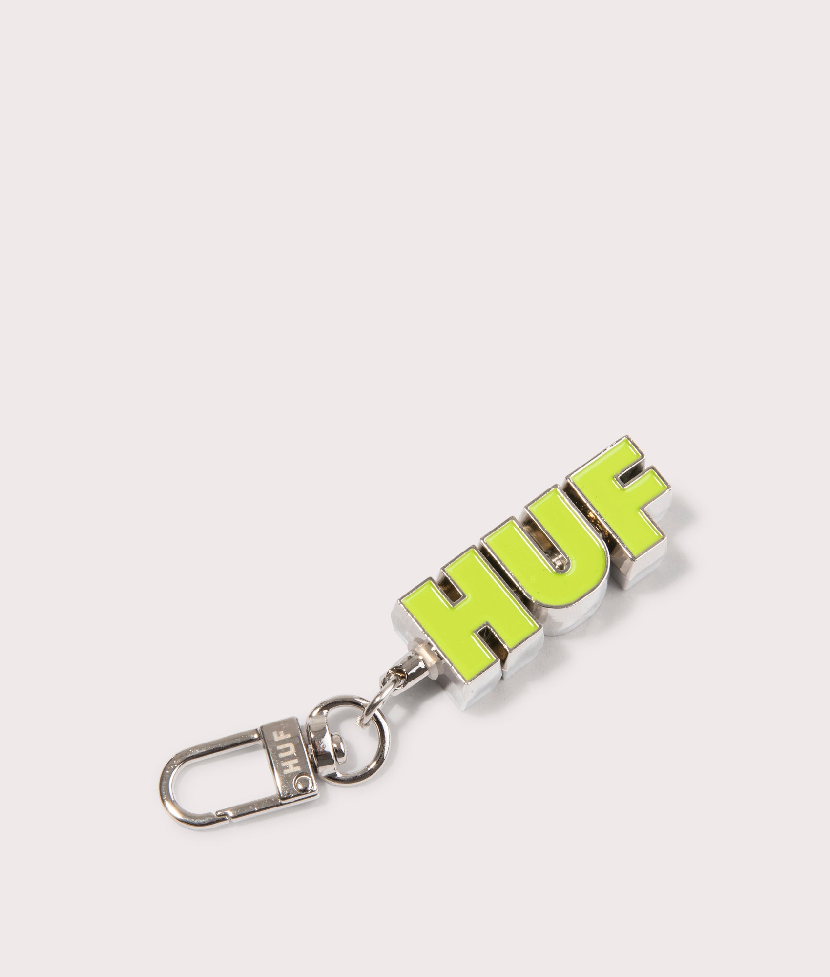 HUF Huf Swivel Keychain in Silver . Shot at EQVVS. 