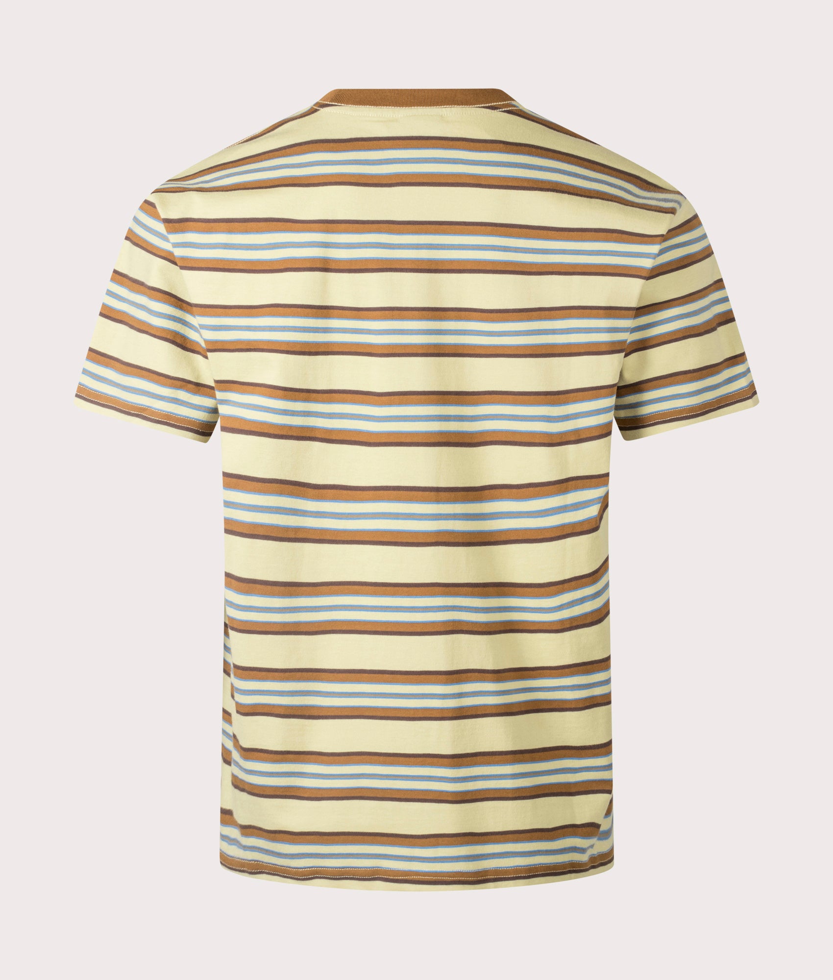 HUF Relaxed Fit Big Block Stripe Boxy T-Shirt in Clay. Shot at EQVVS. Back shot 