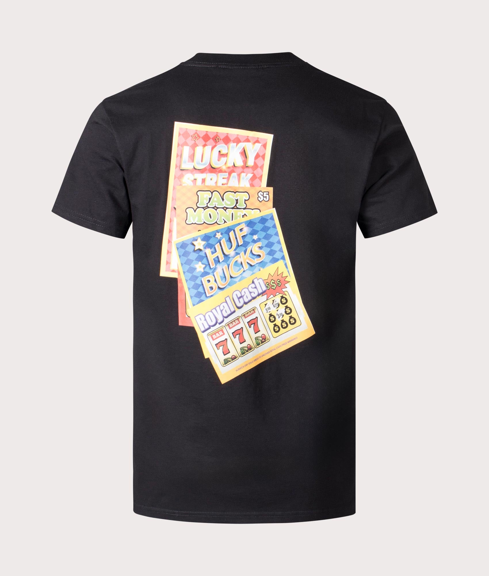 HUF Lucky T-Shirt in Black. Shot at EQVVS.  Back shot 