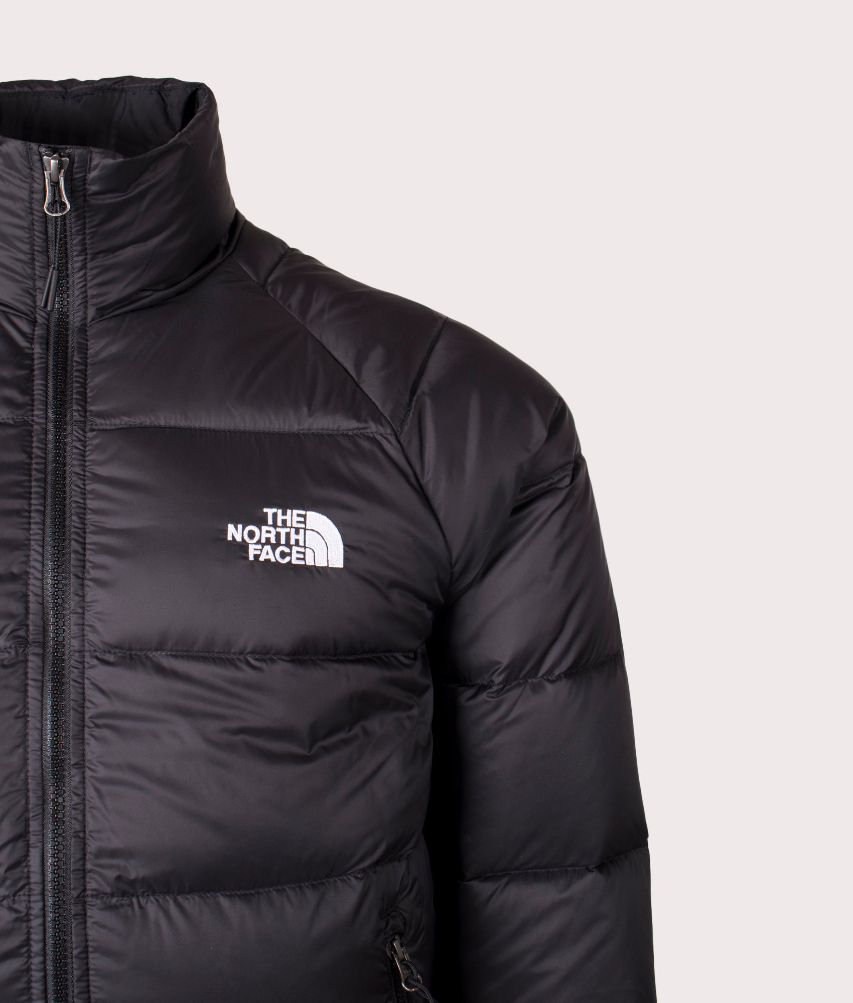 The North Face  Hydrenalite Down Jacket in TNF Black at EQVVS Menswear. Detail Shot.