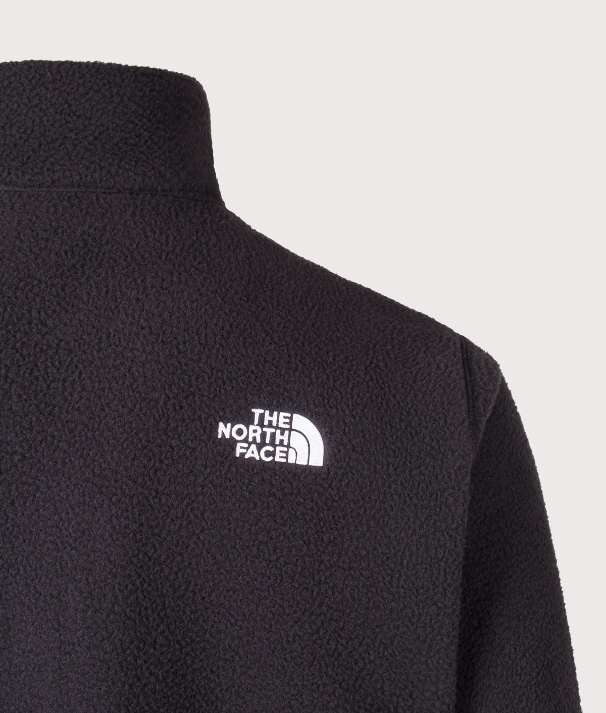 The North Face Relaxed Fit TNF Fleeski Zip Through Fleece in TNF Black at EQVVS Menswear. Back detail shot.