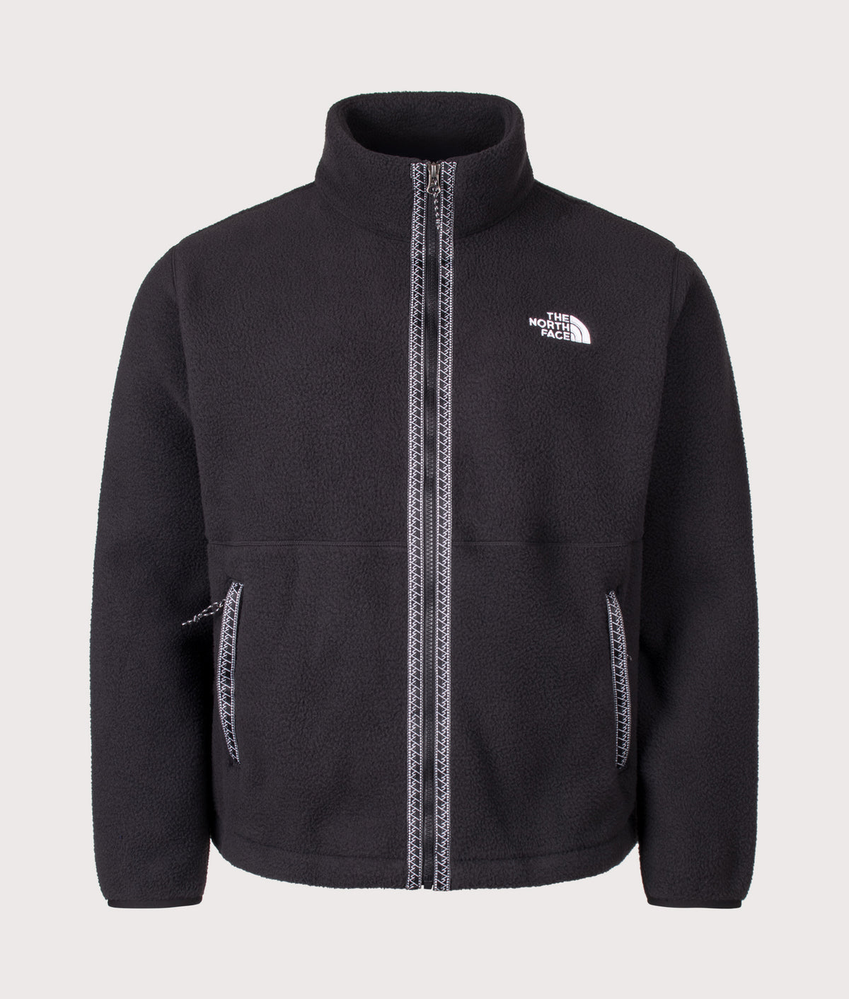 The North Face Relaxed Fit TNF Fleeski Zip Through Fleece in TNF Black at EQVVS Menswear. Front shot.