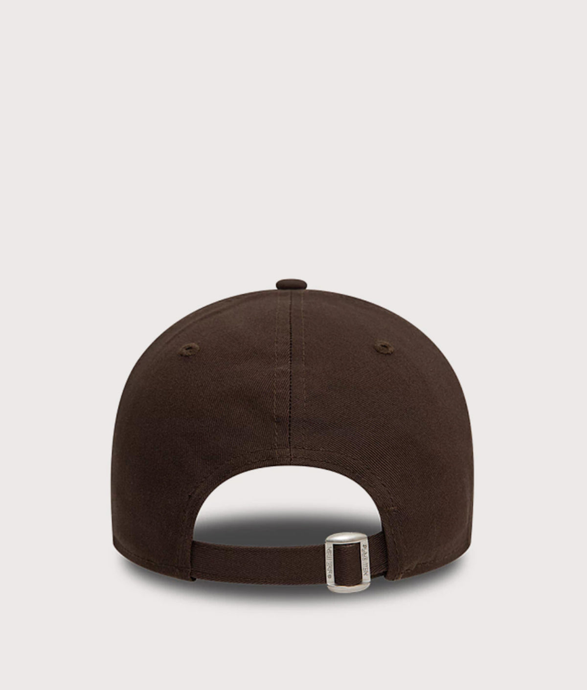 New Era New York Yankees League Essential 9FORTY Cap in Dark Brown at EQVVS Menswear. Rear strap shot.