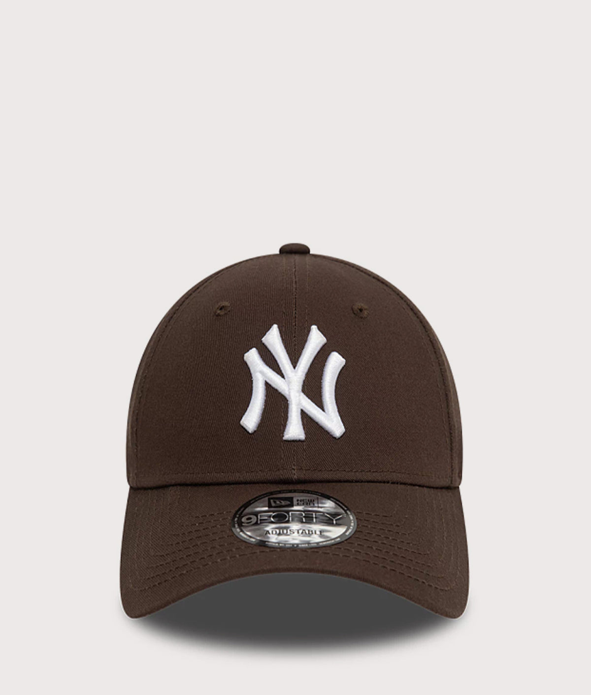 New Era New York Yankees League Essential 9FORTY Cap in Dark Brown at EQVVS Menswear. Front shot.