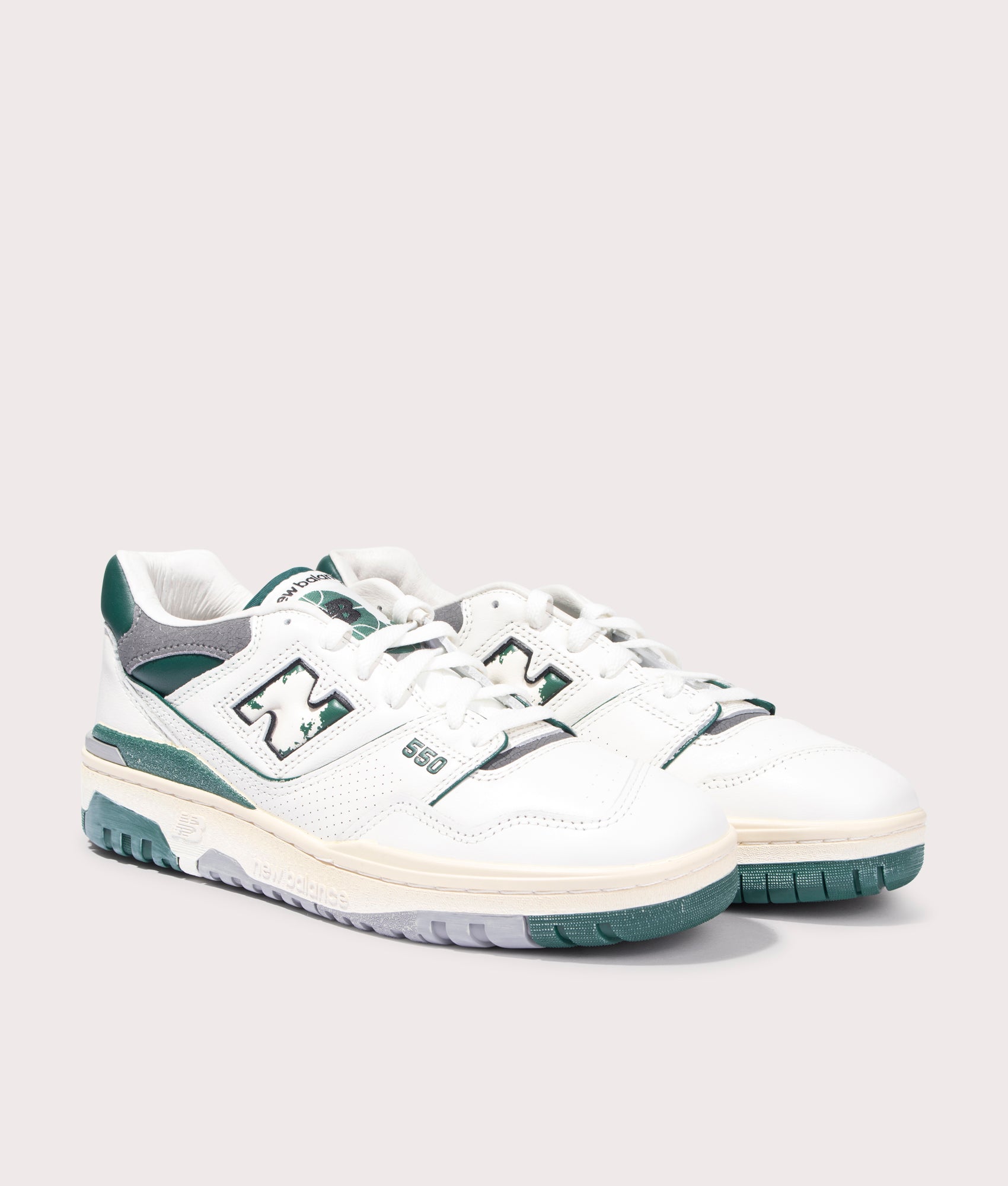 New Balance 550 Sneakers in Sea Salt White and Green for Men at EQVVS  Angle Shot