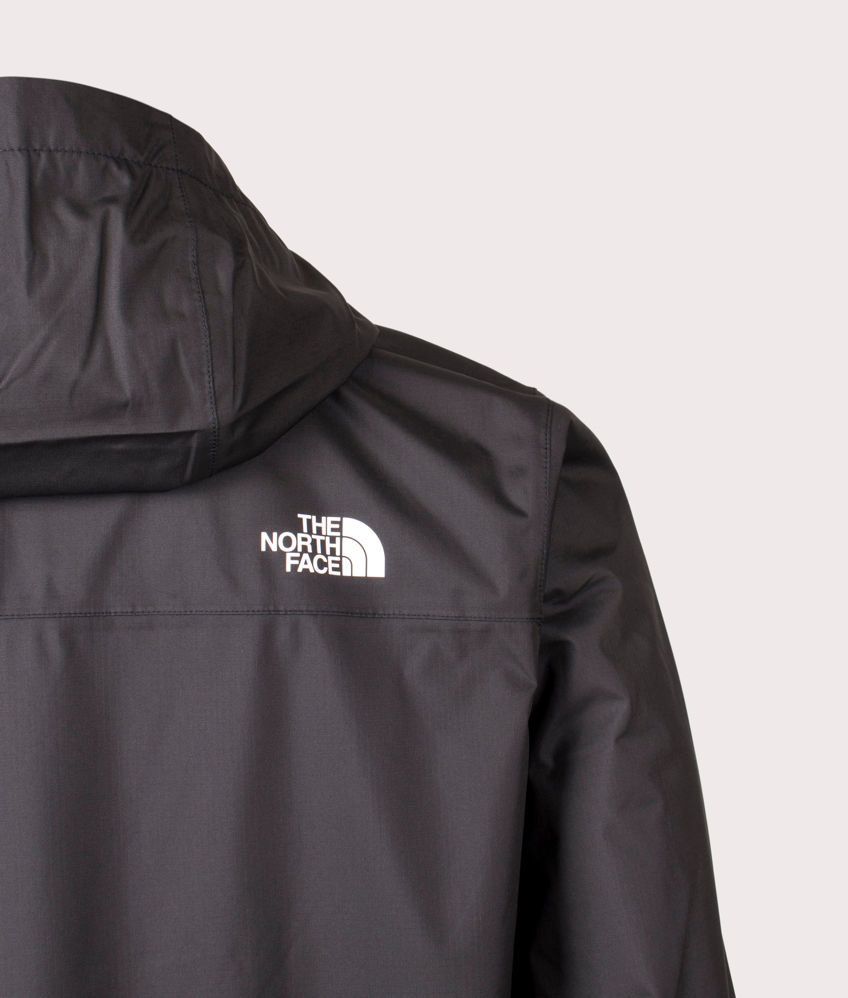 Antora Jacket by The North Face in TNF Black. Shot by EQVVS. Back detail shot.