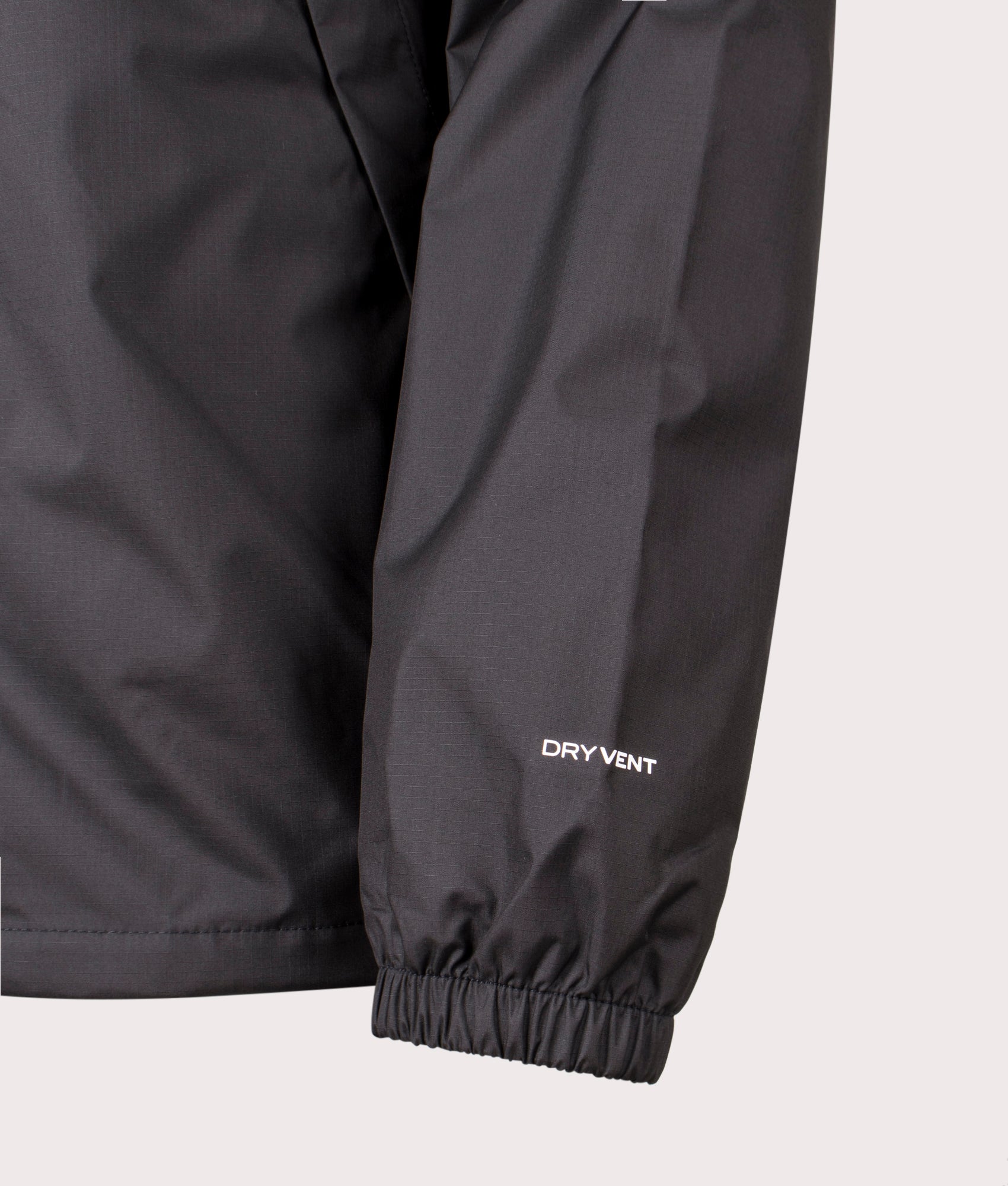 Antora Jacket by The North Face in TNF Black. Shot by EQVVS. Sleeve detail shot.