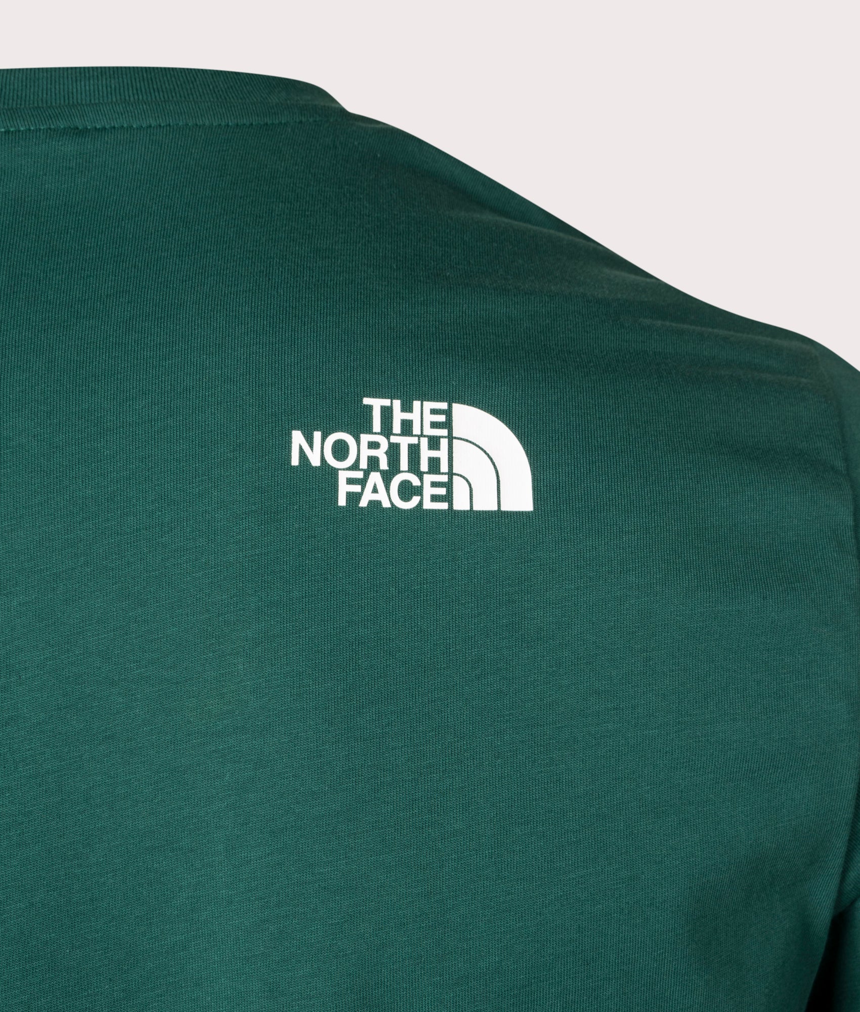 The North Face Simple Dome T-Shirt in Deep Nori Green at EQVVS. Back Detail Shot.