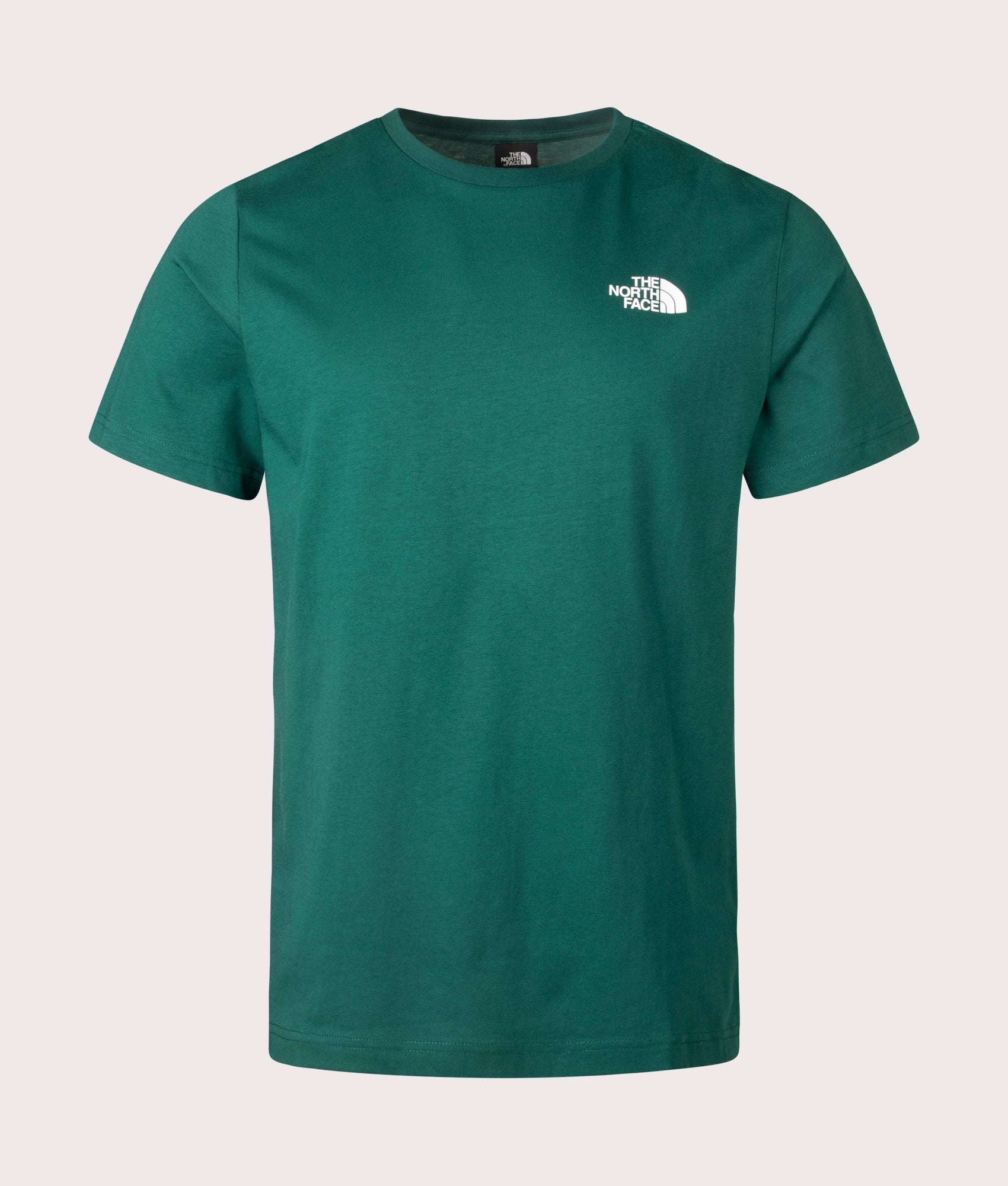 The North Face Redbox Celebration T-Shirt in Deep Nori Green at EQVVS. Front Shot.