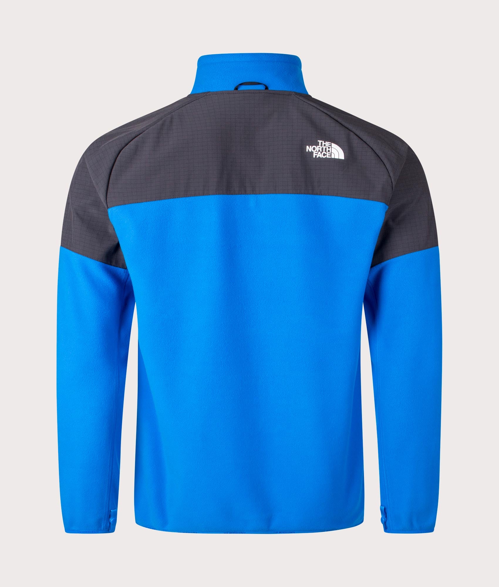 The North Face Glacier Heavyweight Zip Through Fleece in Hero Blue and Asphalt Grey at EQVVS Back Shot.