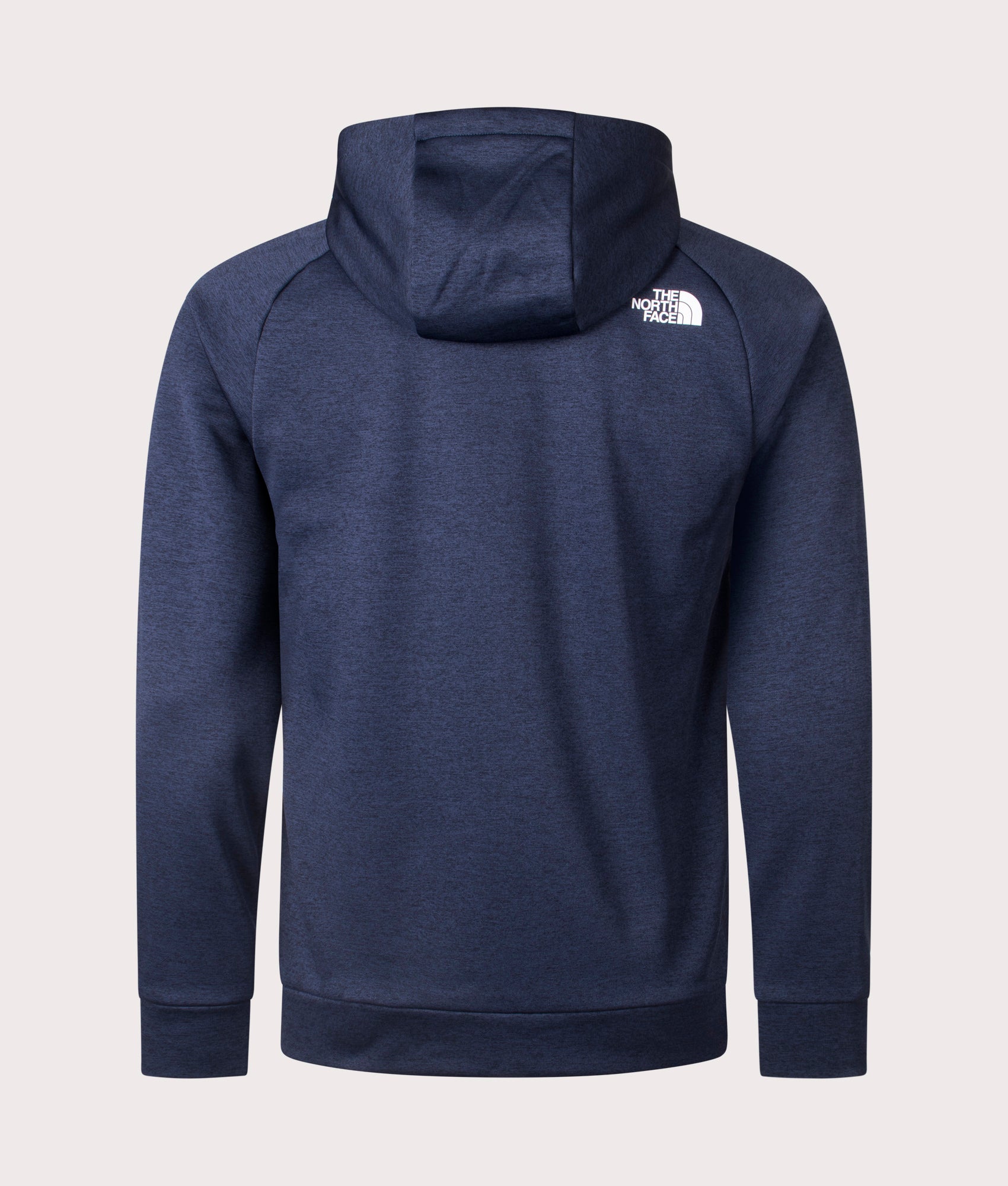 The North Face Reaxion Fleece Zip Through Hoodie in Summit Navy Dark Heather. EQVVS Back Shot.