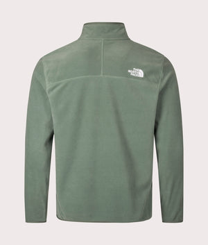 The North Face Quarter Zip 100 Glacier Fleece in Duck Green. Back Shot at EQVVS.