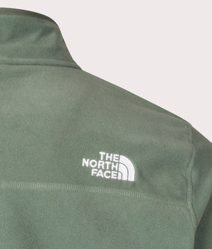 The North Face Quarter Zip 100 Glacier Fleece in Duck Green. Back Detail Shot at EQVVS.