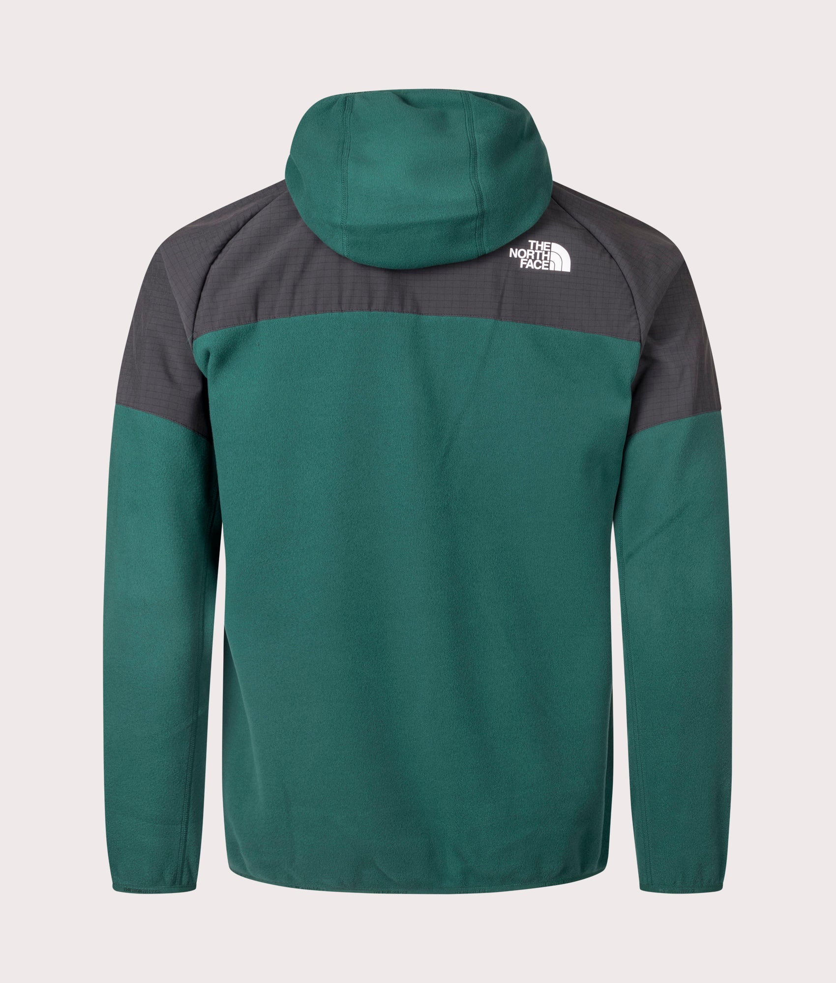 The North Face Glacier Heavyweight Zip Through Hoodie in Deep Nori Green and Asphalt Grey. EQVVS Back Shot.