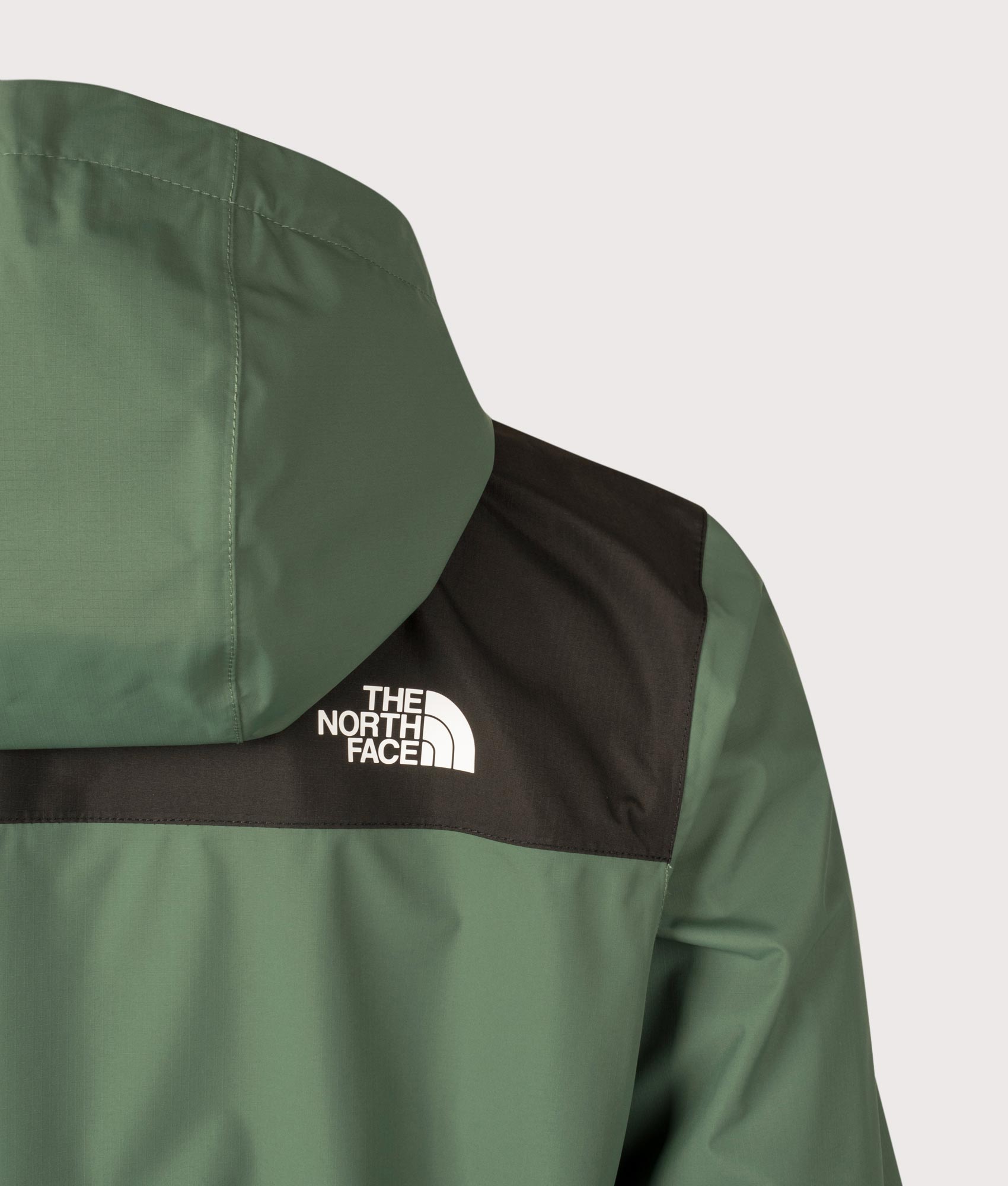 The North Face, Antora Jacket, Duck Green/TNF Black, Eqvvs Menswear, detailed back shot angle