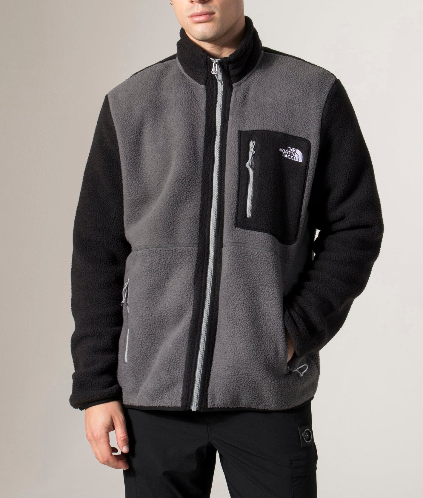 Yumiori Full Zip Fleece Sweatshirt by The North Face in Anthracite Grey. Shot by EQVVS. Front model shot.