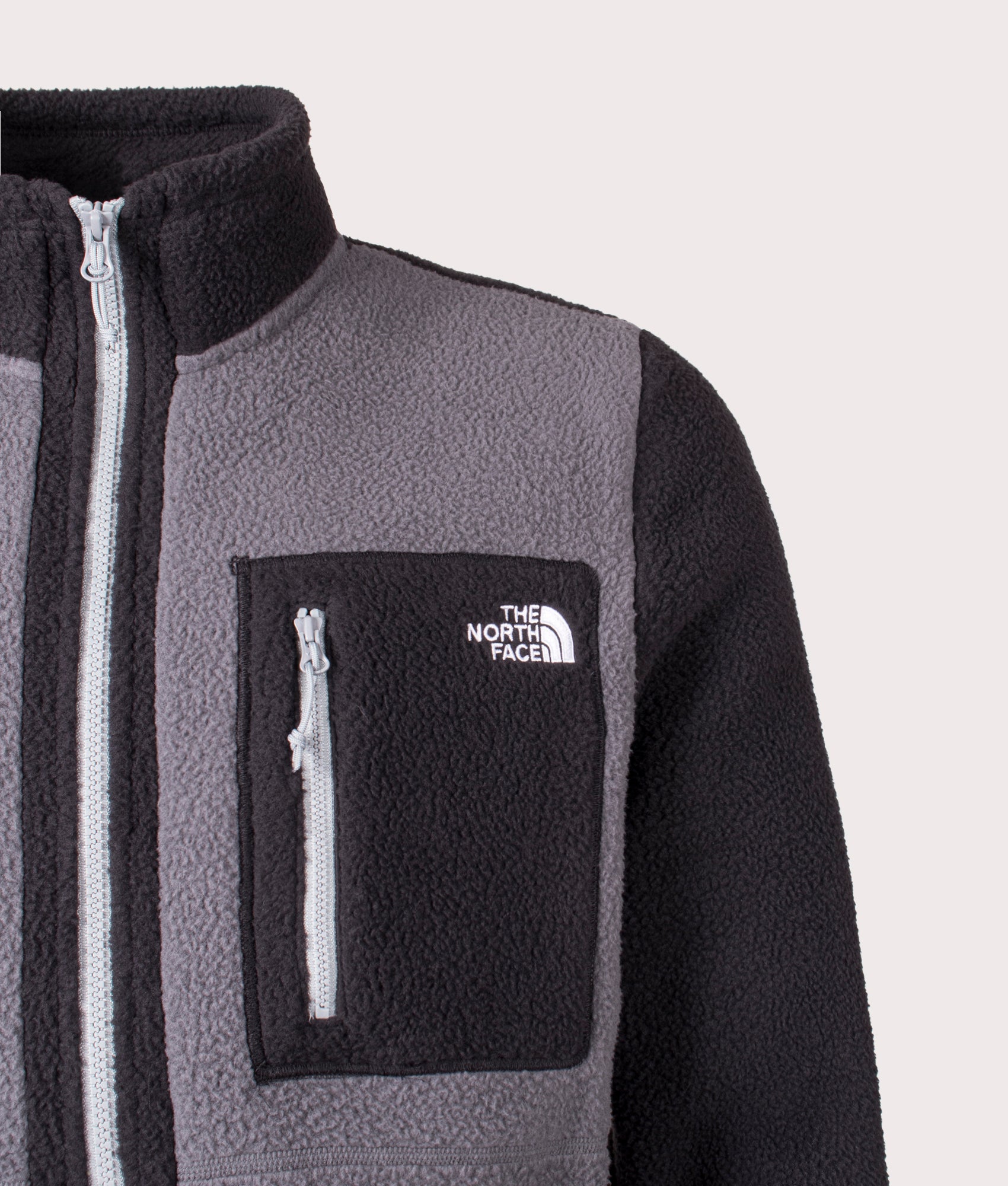 Yumiori Full Zip Fleece Sweatshirt by The North Face in Anthracite Grey. Shot by EQVVS. Detail shot.