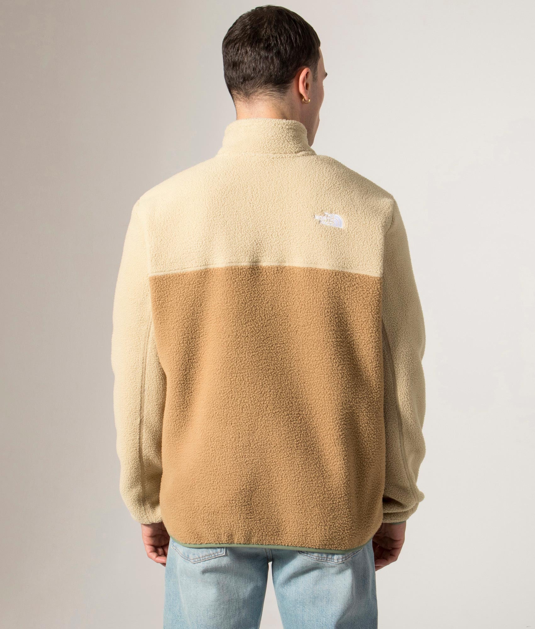 Yumiori Quarter Zip Sweatshirt in Utility Brown/Khaki Stone/Bark Mist | The North Face | Shot at EQVVS | Back model shot 