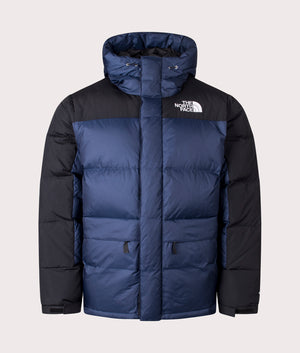 The North Face Himalayan Down Parka in Summit Navy/TNF Black at EQVVS Menswear. Front Shot.