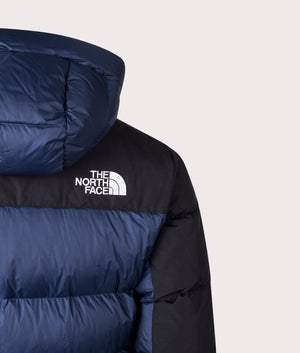 The North Face Himalayan Down Parka in Summit Navy/TNF Black at EQVVS Menswear. Back detail shot.