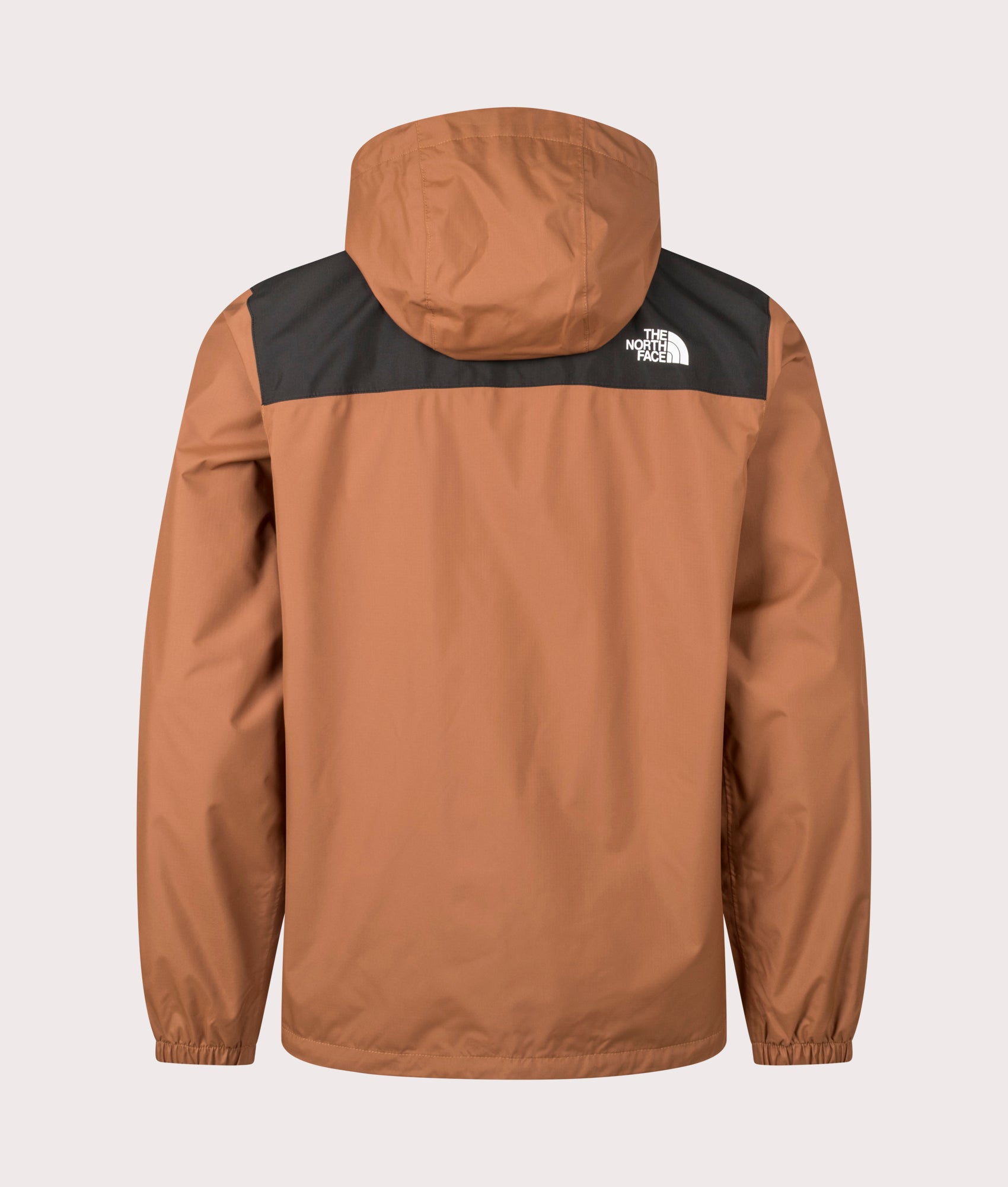 The North Face Antora Jacket in Burnt Umber/TNF Black at EQVVS Menswear. Back shot. 
