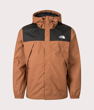 The North Face Antora Jacket in Burnt Umber/TNF Black at EQVVS Menswear. Front shot. 