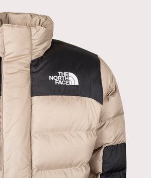 The North Face Limbara Insulated Jacket in Mushroom Grey at EQVVS Menswear. Front detail shot. 