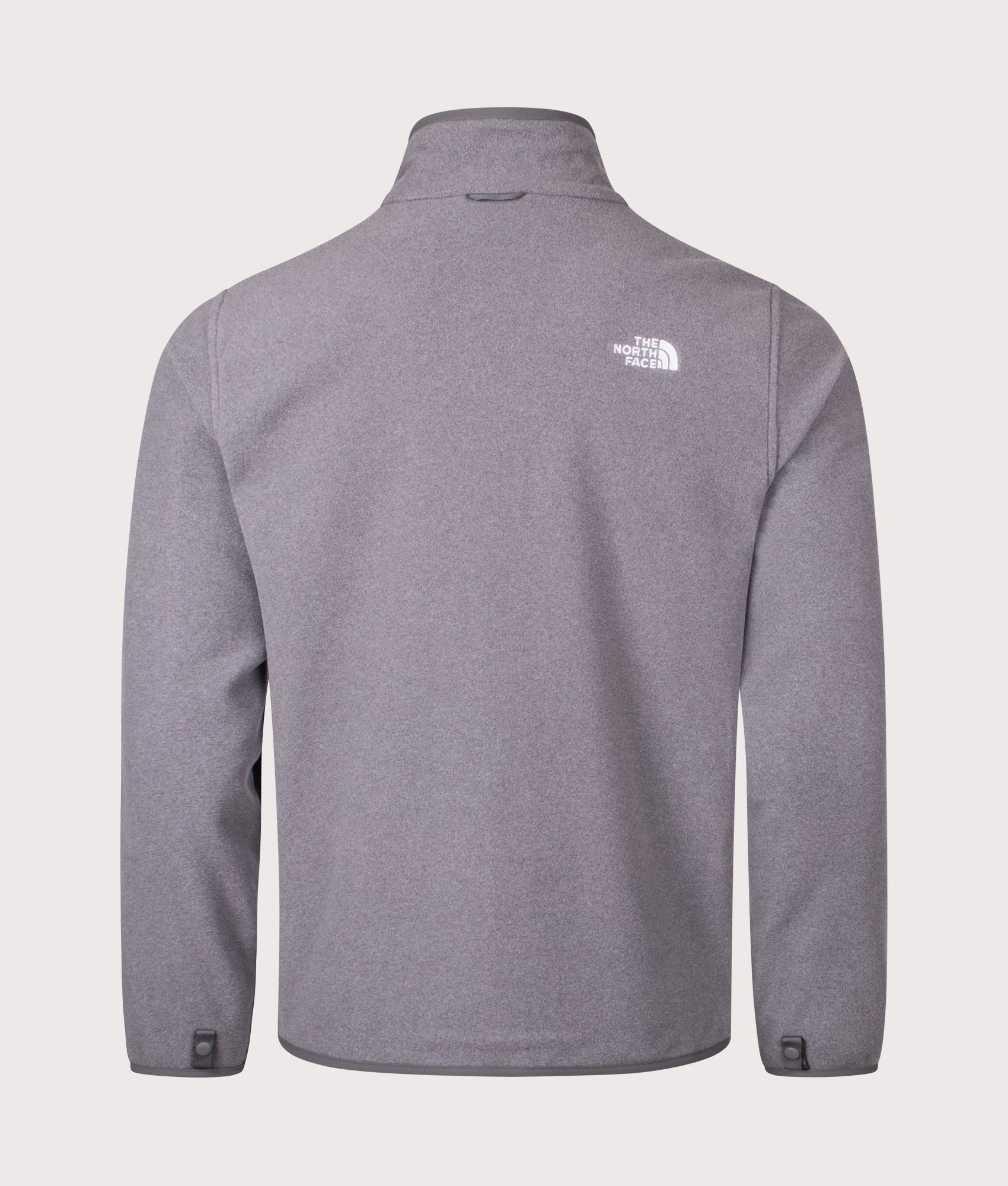 The North Face Glacier Zip Through Fleece in TNF Mid Grey Heather at EQVVS Menswear. Back shot.