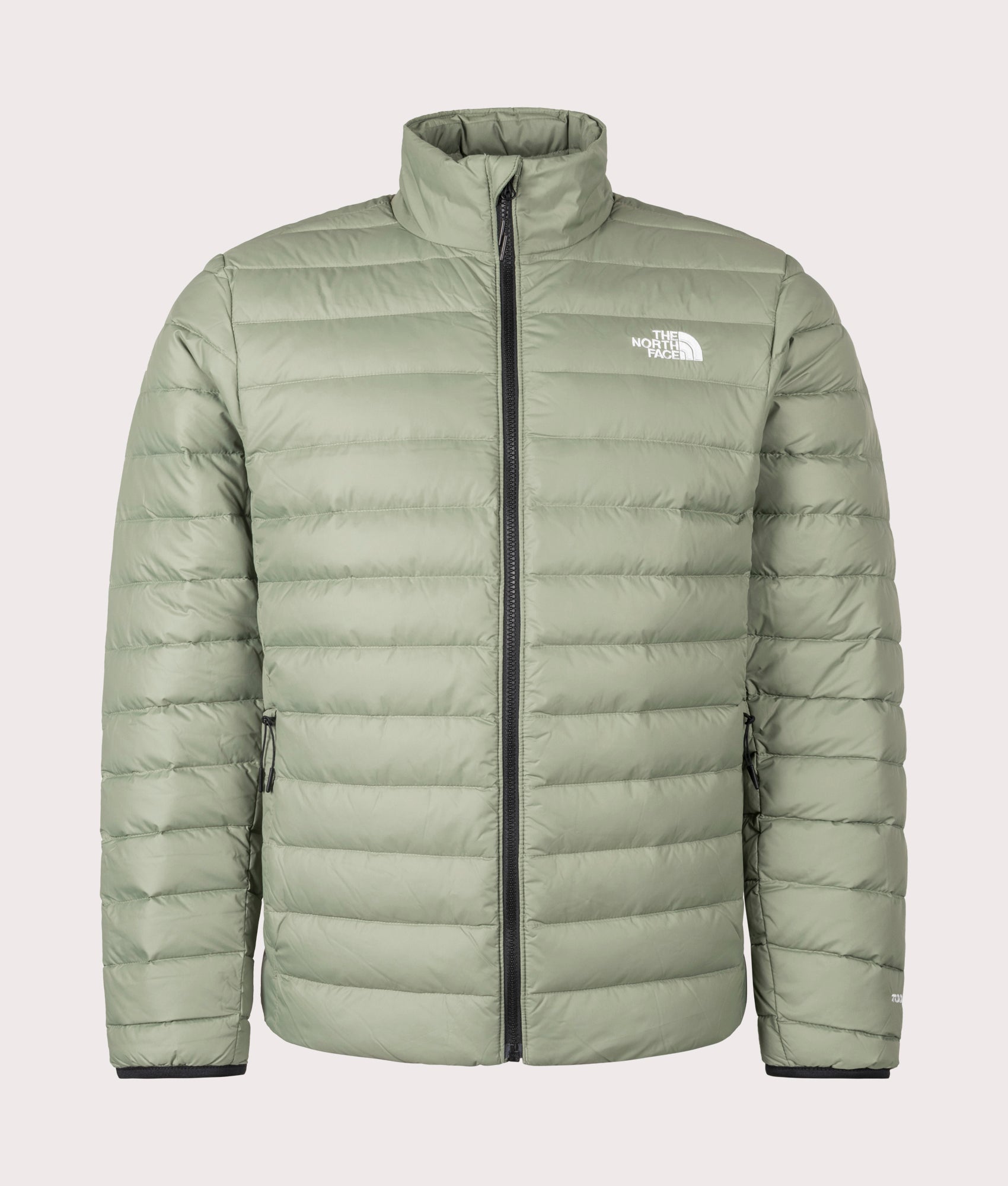  The North Face Classic Down Jacket in Bark Mist at EQVVS Menswear. Front Shot. 