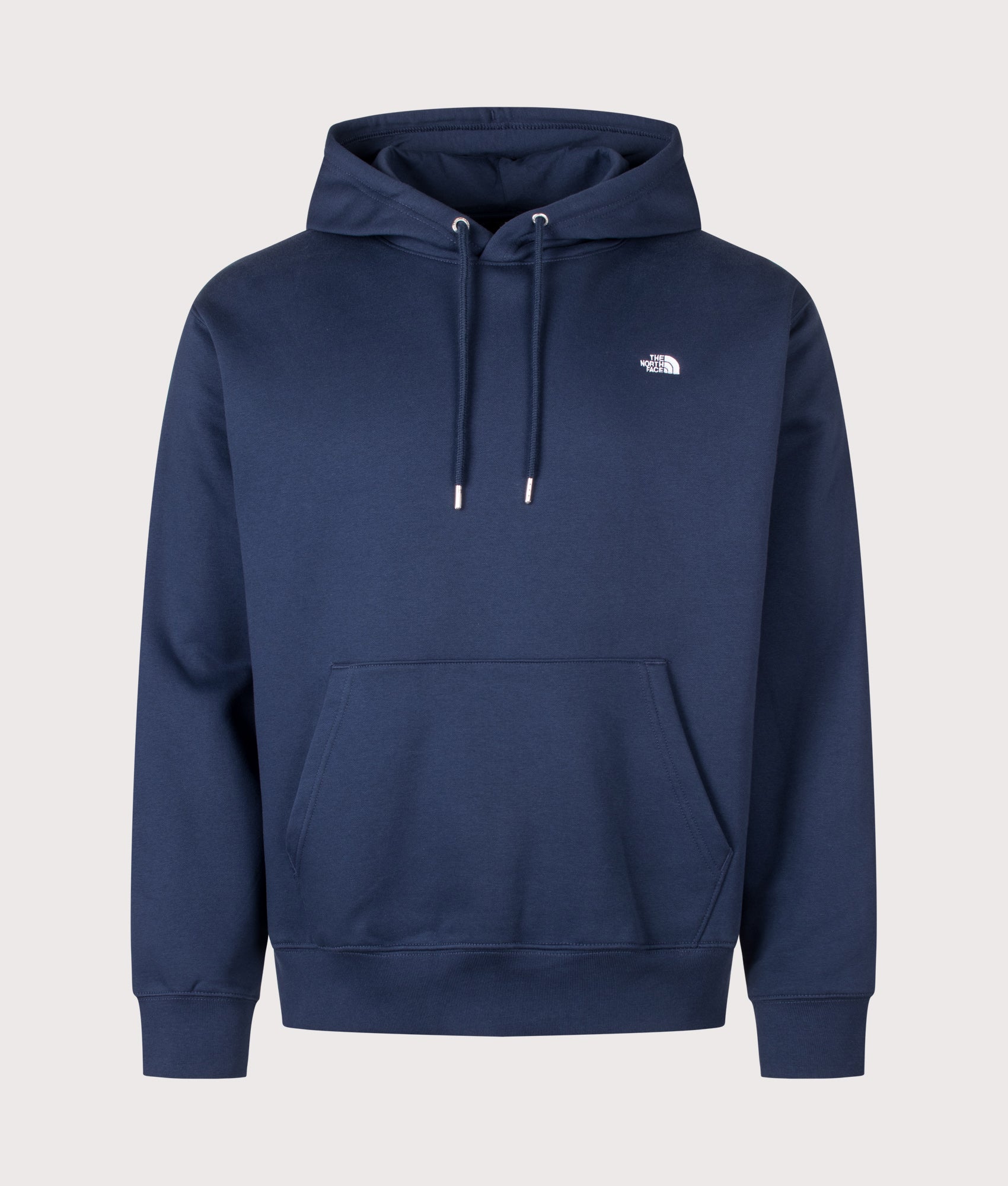 The North Face Relaxed Fit Essential Simple Dome Hoodie in Summit Navy at EQVVS Menswear. Front shot.
