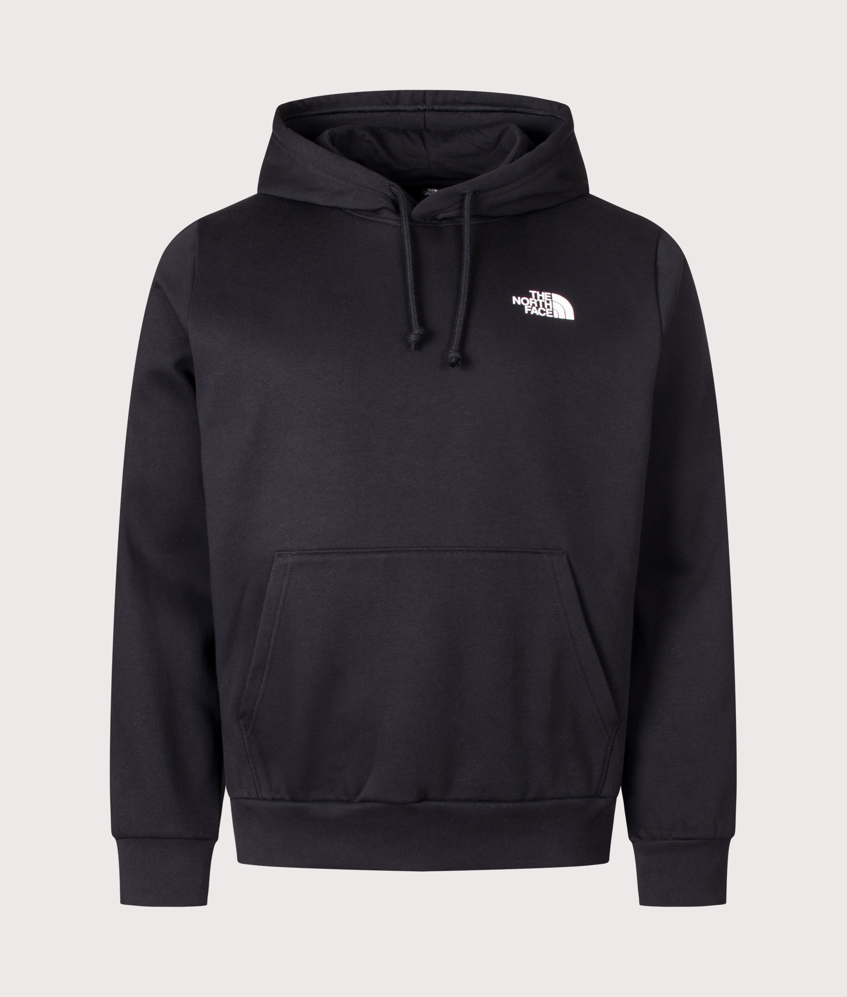 The North Face Regular Fit NSE Evolution Box Half Dome Hoodie in TNF Black at EQVVS Menswear. Front shot.
