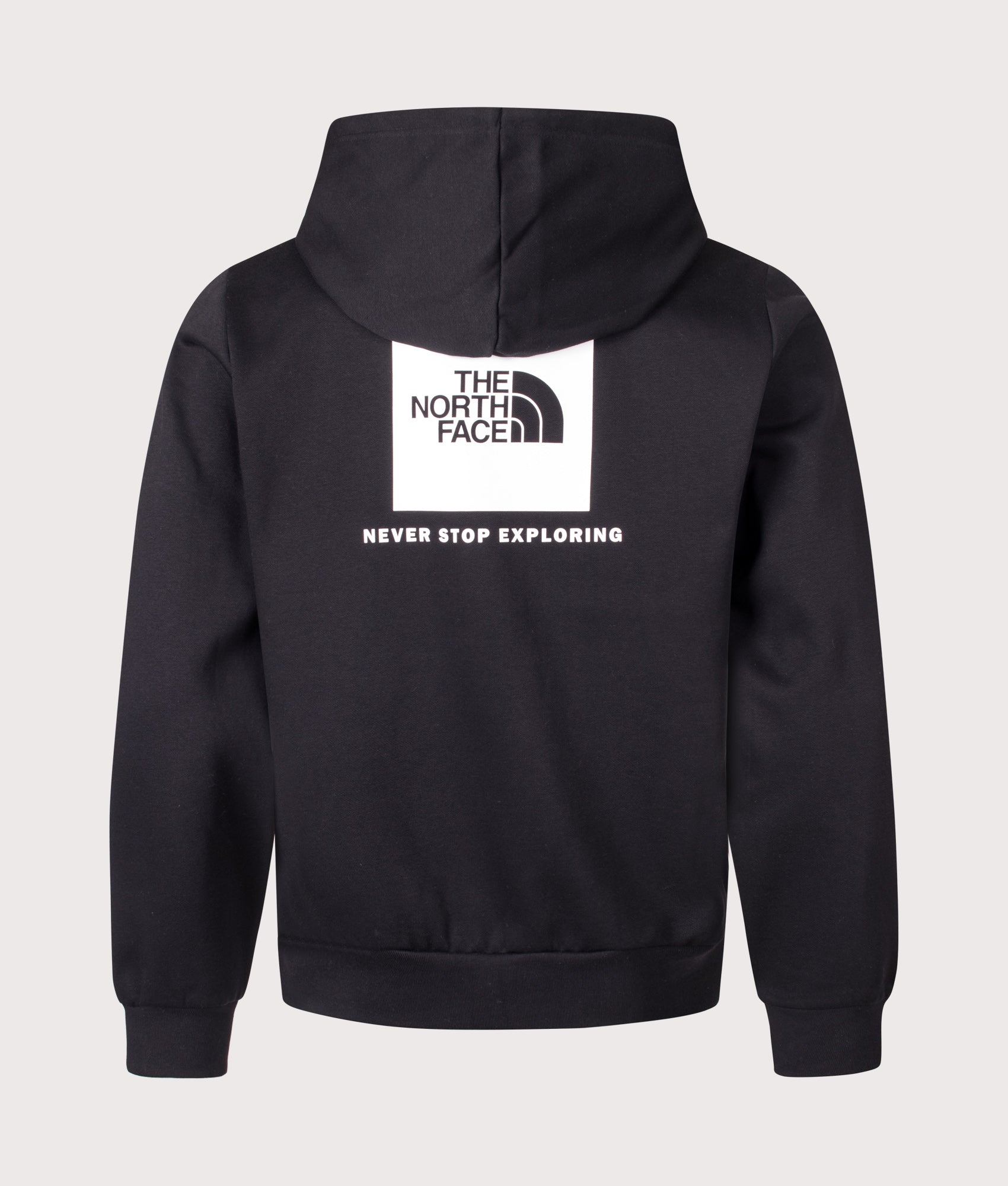 The North Face Regular Fit NSE Evolution Box Half Dome Hoodie in TNF Black at EQVVS Menswear. Back shot.
