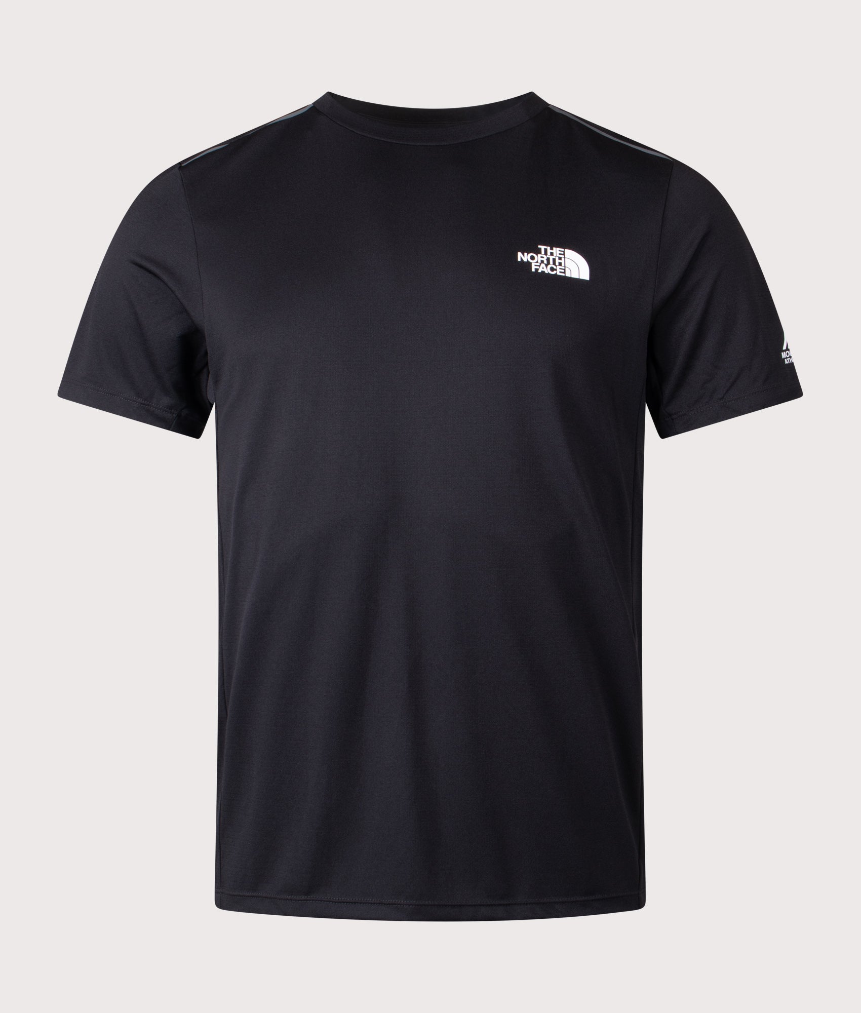 The North Face Mountain Athletics Tape T-Shirt in Black at EQVVS Menswear. Front shot.