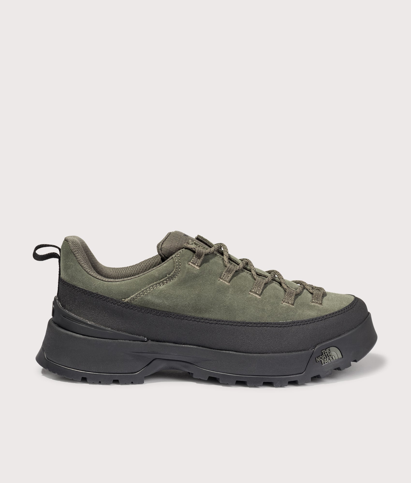 Glenclyffe Urban Low Shoes in Green/TNFBlack by| The North Face. Shot by EQVVS. Front shot.