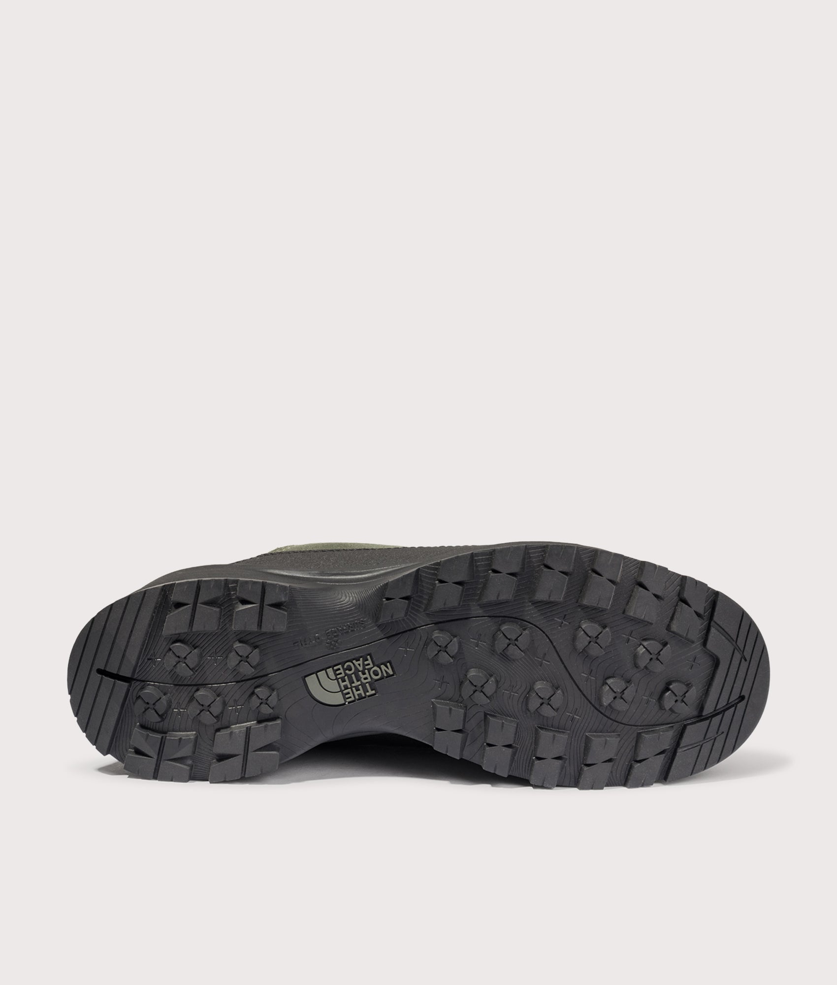Glenclyffe Urban Low Shoes in Green/TNFBlack by| The North Face. Shot by EQVVS. Sole shot.