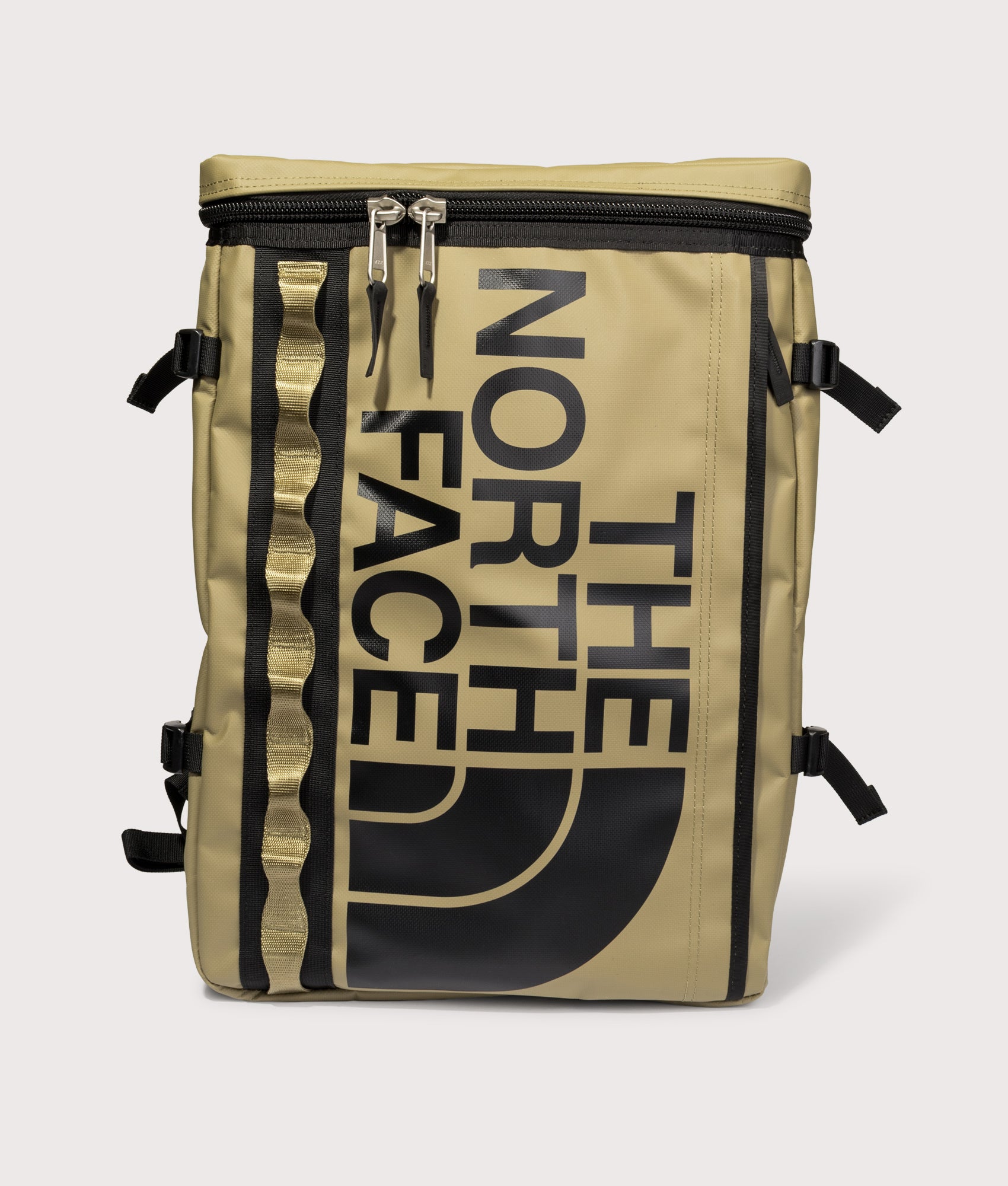 The North Face Fuse Box Backpack in Cedar and TNF Black at EQVVS Menswear. Front shot.