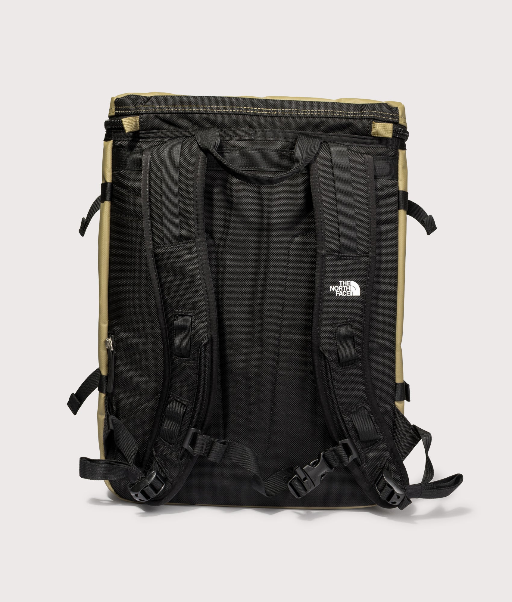 The North Face Fuse Box Backpack in Cedar and TNF Black at EQVVS Menswear. Back shot.