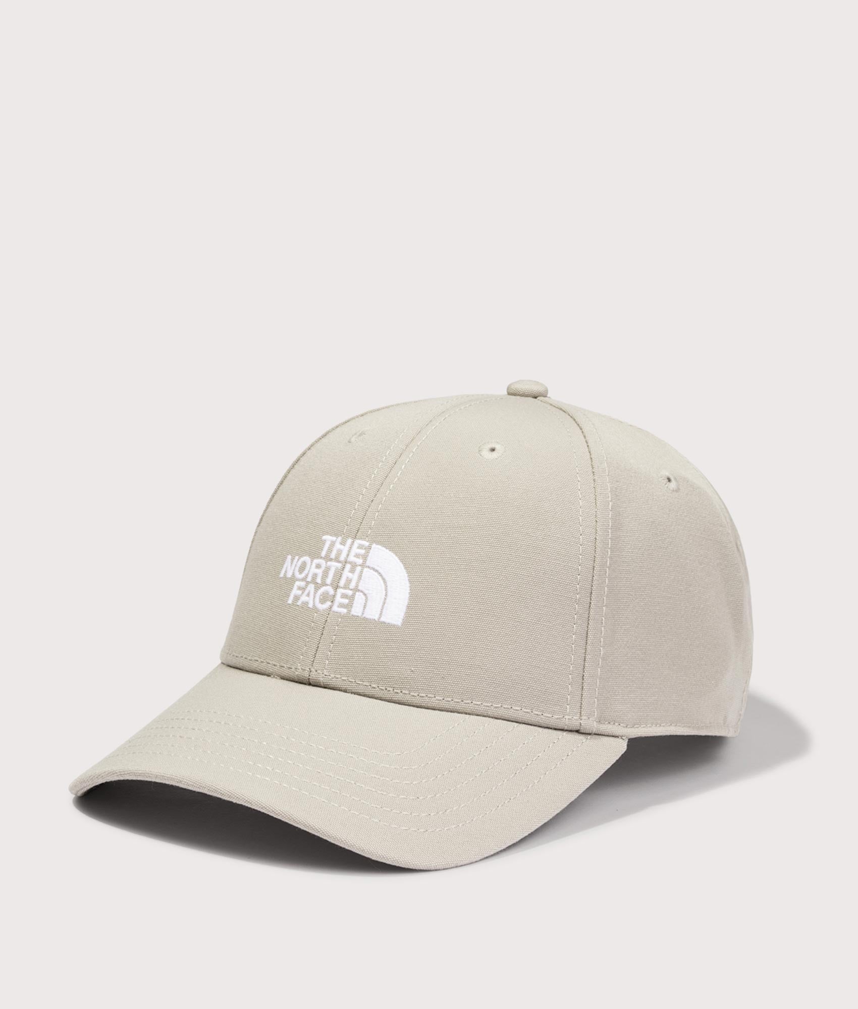 Recycled 66 Classic Cap in Stone Slab by The North Face. Shot by EQVVS. Front angled shot.