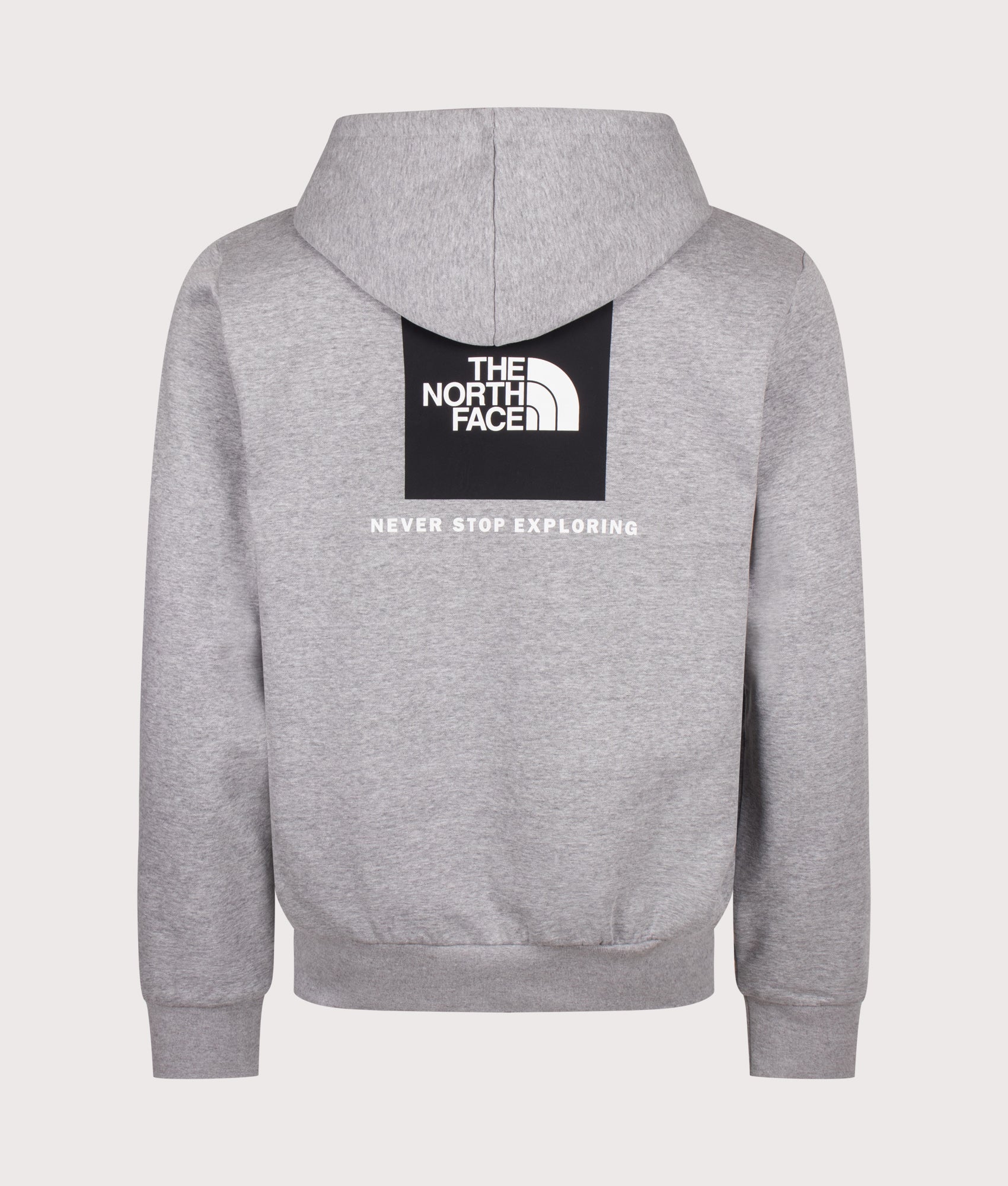 The North Face Regular Fit NSE Evolution Box Hoodie in TNF Pale Grey Heather at EQVVS Menswear. Back shot.