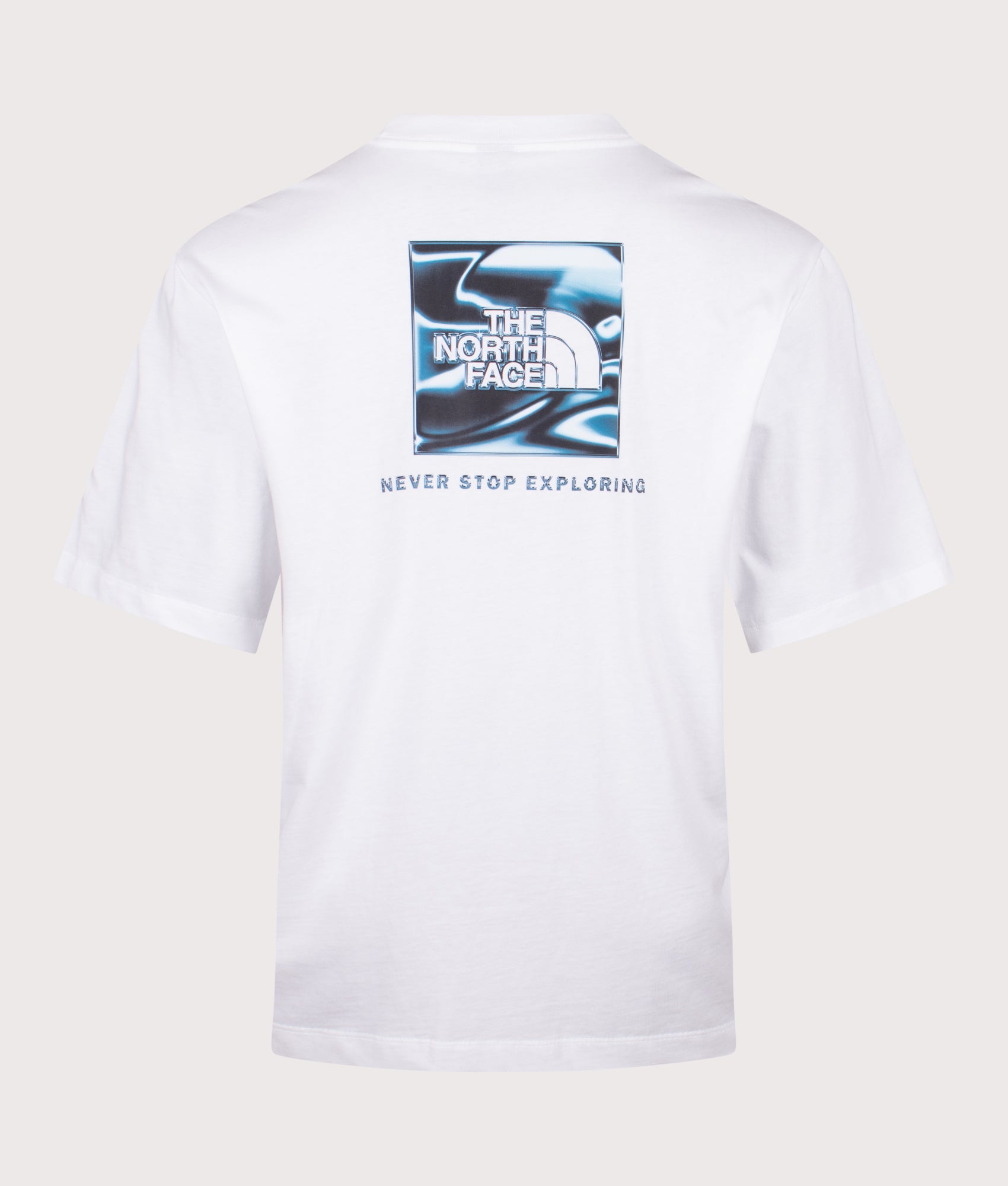 The North Face Oversized Liquid NSE Box Graphic T-Shirt in TNF White at EQVVS Menswear. Back shot.