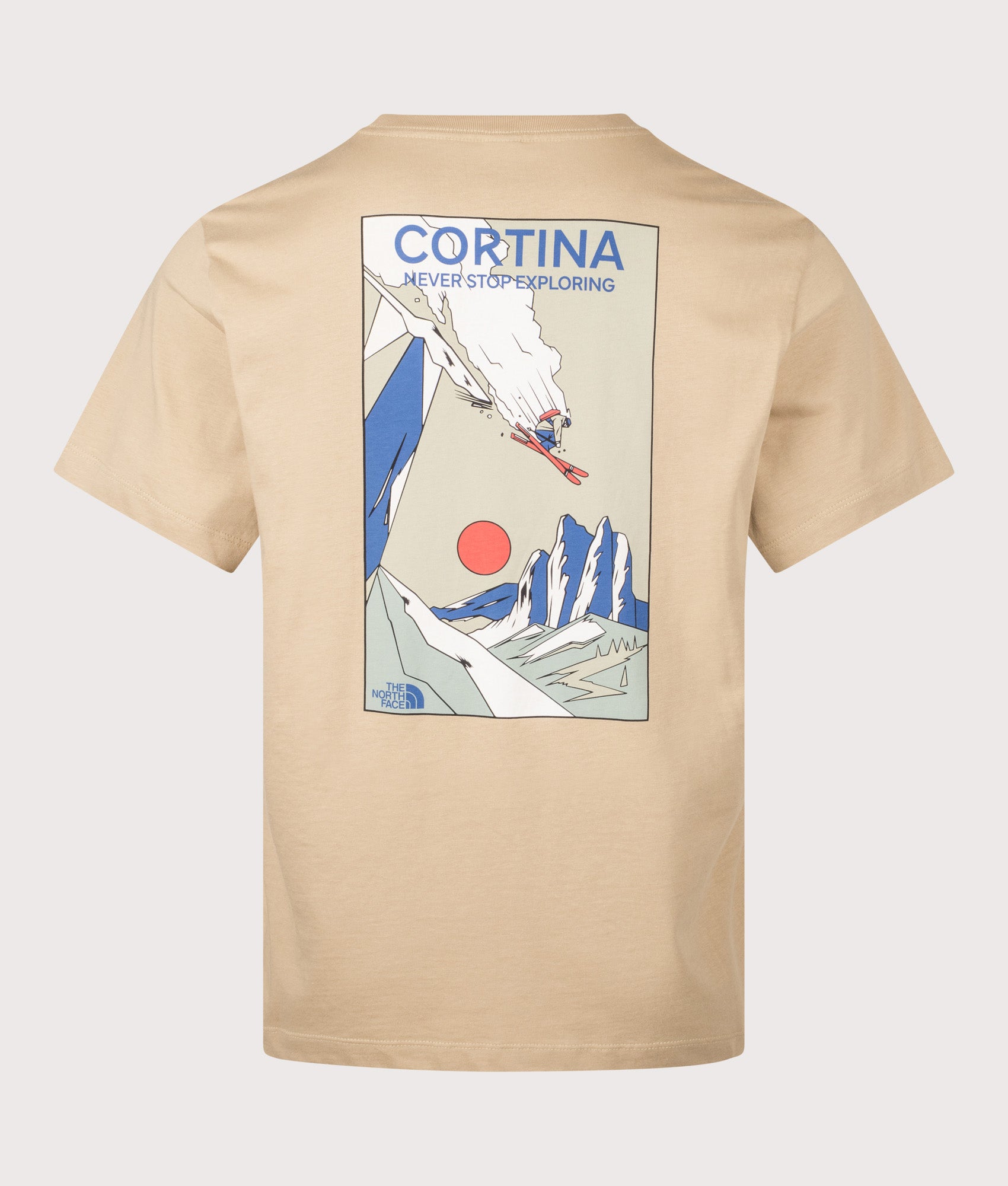 The North Face Mountain Celebration Graphic T-Shirt in Khaki Stone a EQVVS Menswear. Back shot.